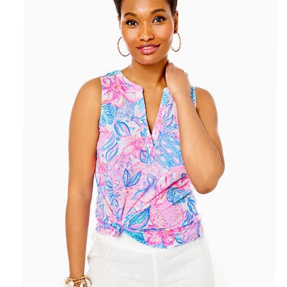 Lilly Pulitzer | Dev Top, Pink Isle Snappy Turtle | size S